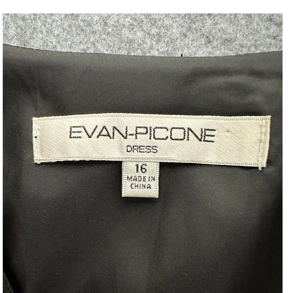 Evan Picone Dress Womens 16 Black Belted V-Neck Cap Sleeve Classic Office Career